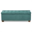 Baxton Studio Roanoke Teal Blue Velvet Upholstered Storage Ottoman Bench