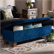 Baxton Studio Hannah Navy Blue Velvet Upholstered Storage Ottoman Bench