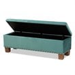 Baxton Studio Hannah Teal Blue Velvet Upholstered Storage Ottoman Bench