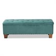 Baxton Studio Hannah Teal Blue Velvet Upholstered Storage Ottoman Bench