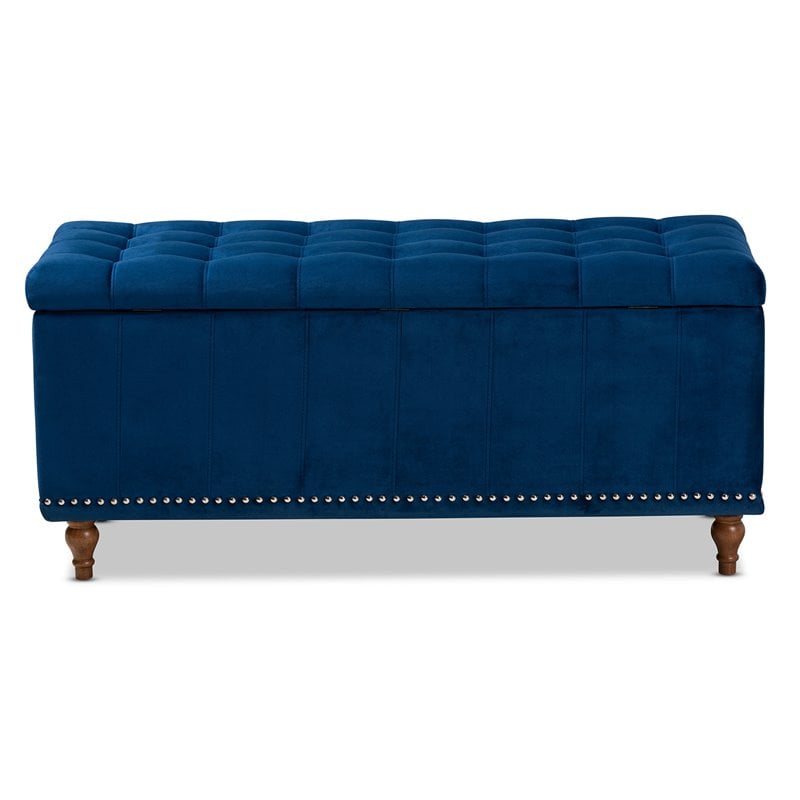 Baxton Studio Kaylee Navy Blue Velvet Upholstered Storage Ottoman Bench ...