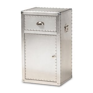 baxton studio serge silver metal 1-door accent storage cabinet