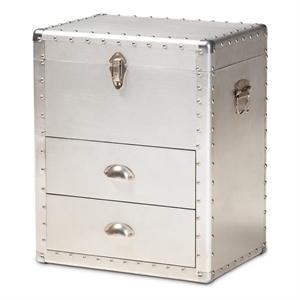 baxton studio serge silver metal 2-drawer accent storage chest