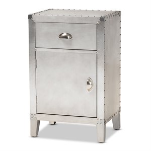 baxton studio romain silver metal 1-door accent storage cabinet