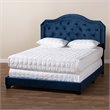 Baxton Studio Samantha Queen Size Navy Blue Velvet Upholstered Button Tufted Bed