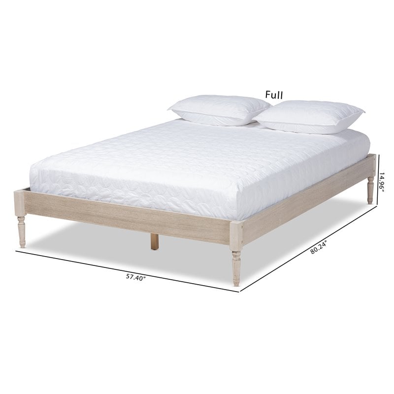 Baxton Studio Colette Mid-Century Wood Platform Full Bed in White Oak