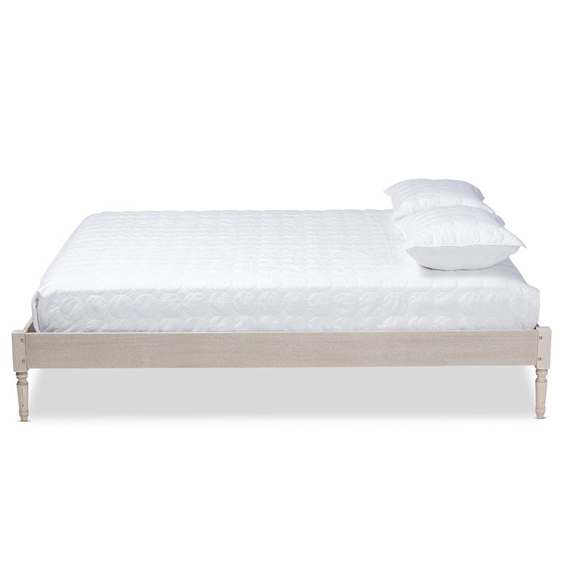 Baxton Studio Colette Mid-Century Wood Platform King Bed in White Oak