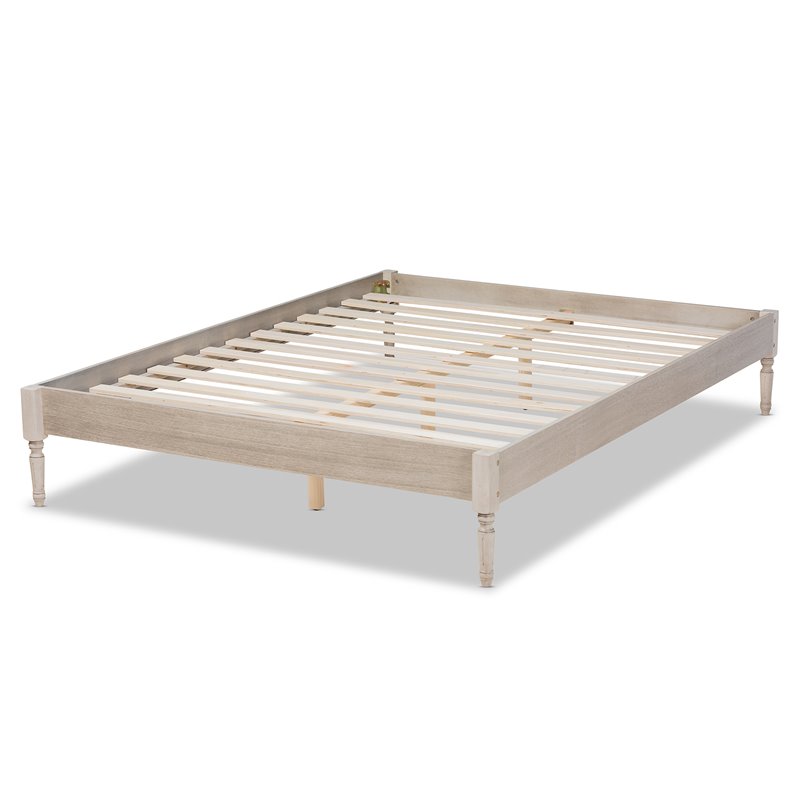 Baxton Studio Colette Mid-Century Wood Platform King Bed in White Oak