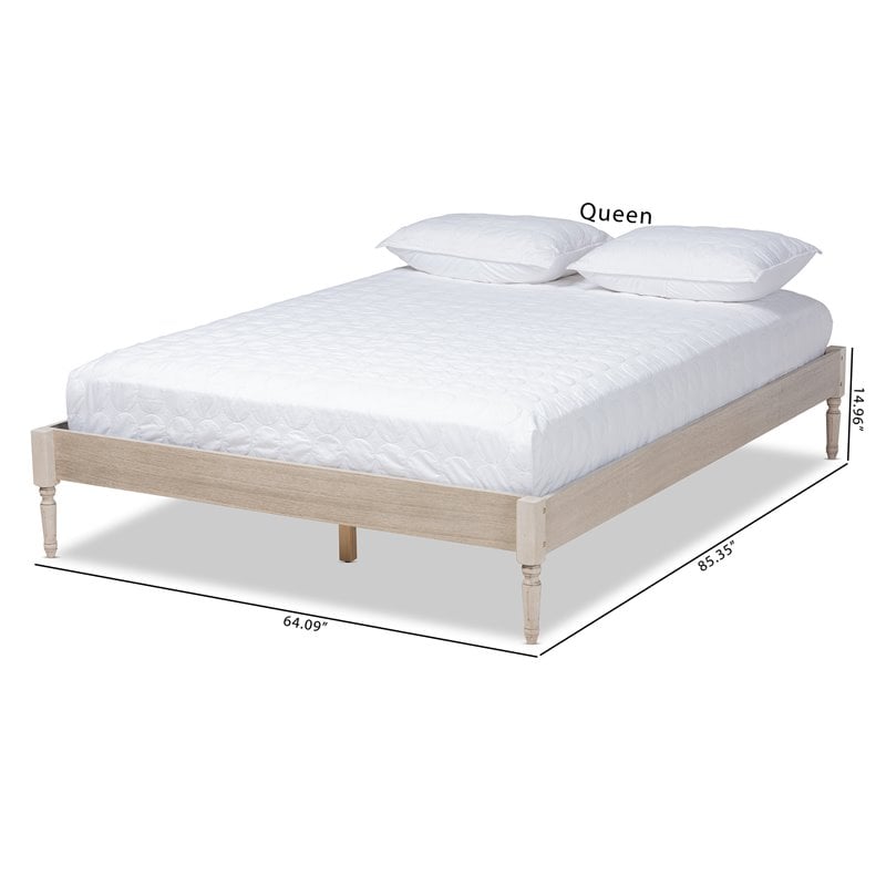 Baxton Studio Colette Mid-Century Wood Platform King Bed in White Oak