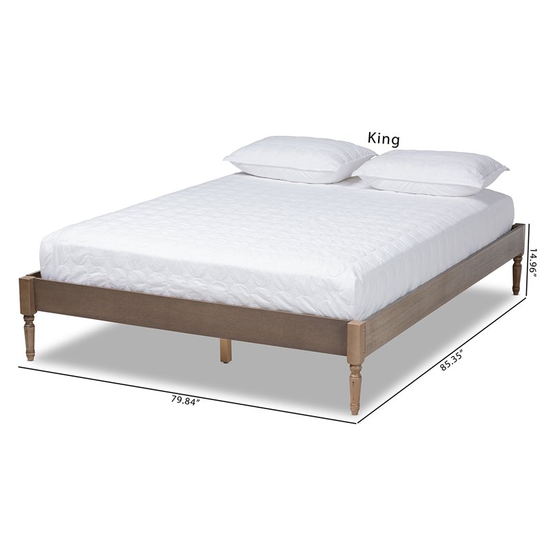 Baxton Studio Colette Mid-Century Wood Platform Full Bed in Weathered Gray