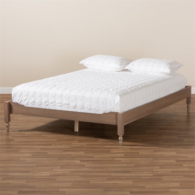 Baxton Studio Laure Mid-Century Wood Platform Full Bed in Oak