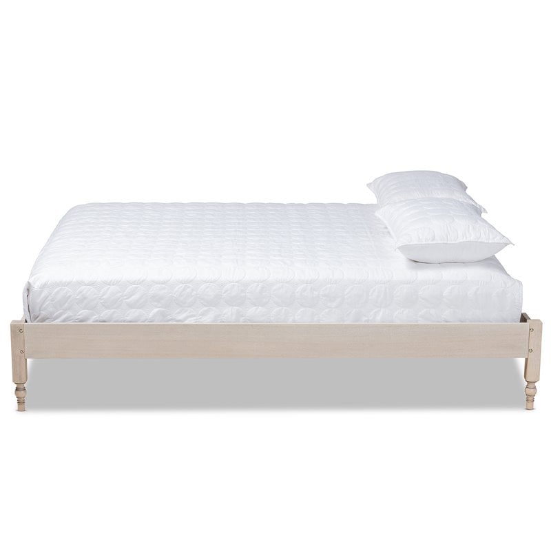 Baxton Studio Laure Mid-Century Wood Platform Queen Bed in White Oak
