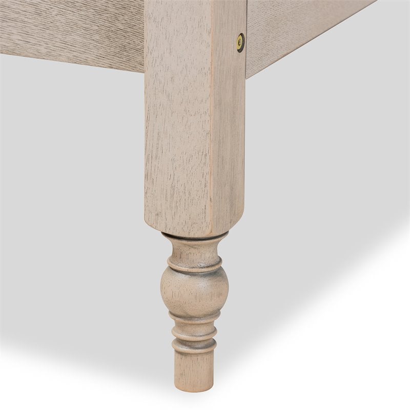 Baxton Studio Laure Mid-Century Wood Platform Queen Bed in White Oak