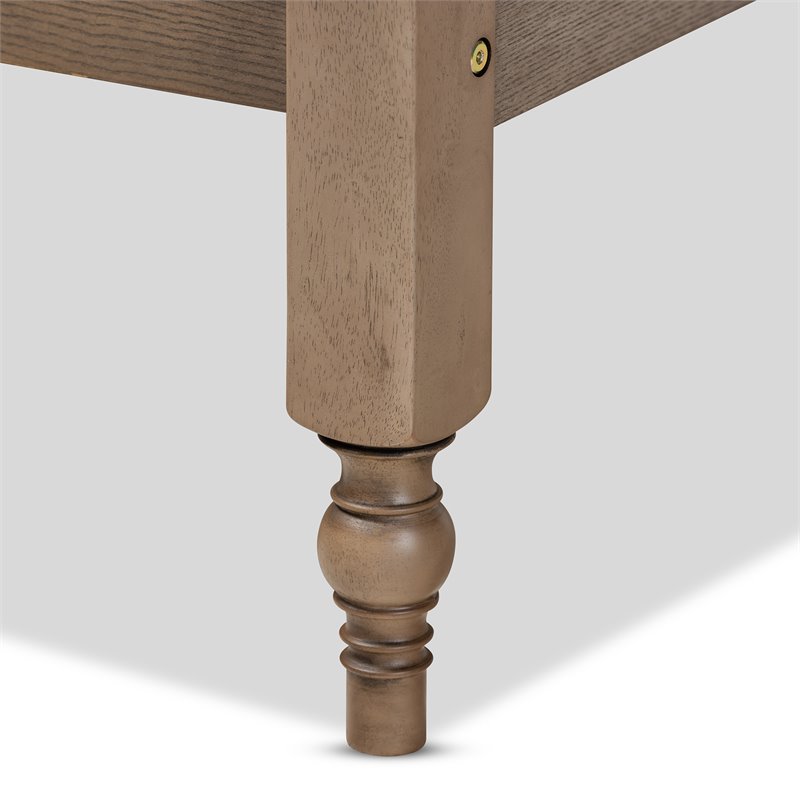 Baxton Studio Colette Mid-Century Wood Platform Queen Bed in Weathered Gray