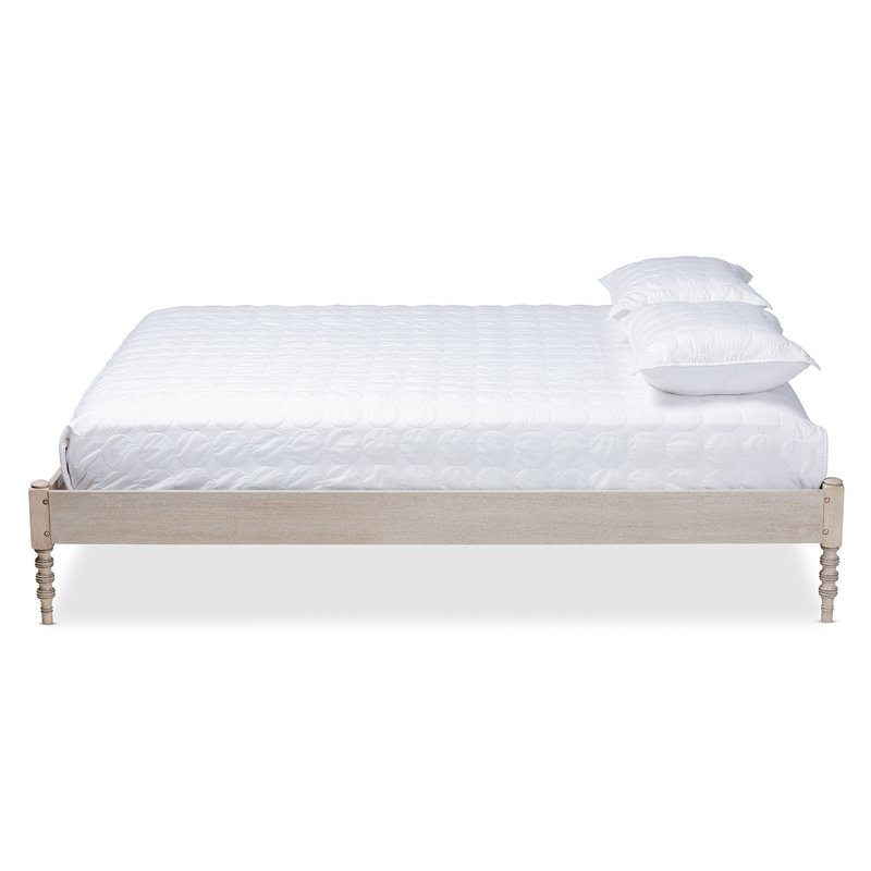 Baxton Studio Cielle Mid-Century Wood Platform Queen Bed in Antique White