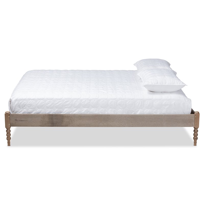 Baxton Studio Cielle Mid-Century Wood Platform Full Bed in Weathered Gray