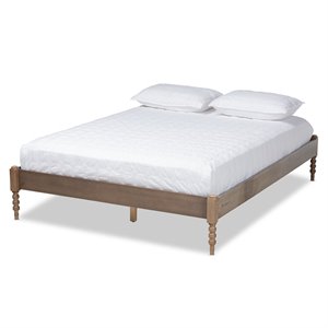 Baxton Studio Cielle Mid-Century Wood Platform Full Bed in Weathered Gray