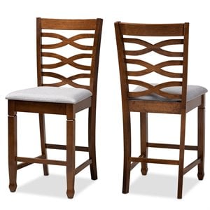 Baxton Studio Lanier 25&quotH Counter Height Wood Chair in Gray and Walnut Set of 2