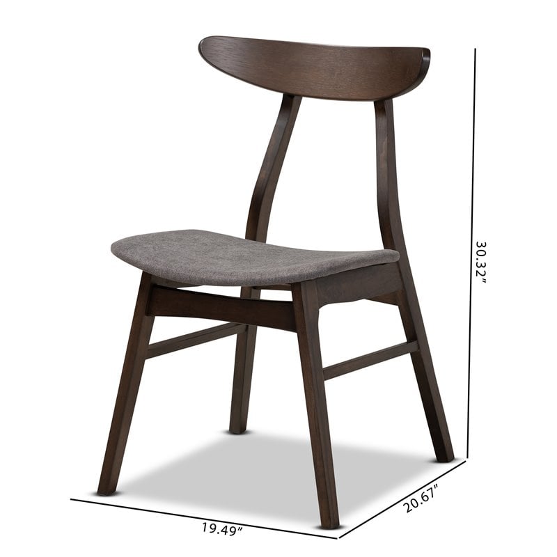 Baxton Studio Britte Dark Oak Wood Dining Chairs in Dark Gray - Set of 4