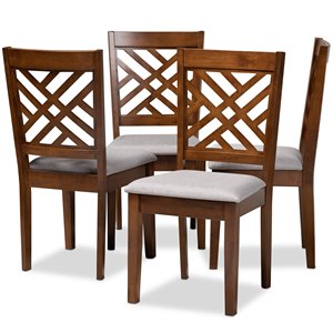 Baxton Studio Caron Wood Dining Chairs in Gray (Set of 4)