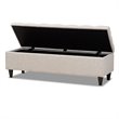 Baxton Studio Brette Beige Upholstered Dark Brown Wood Bench Ottoman