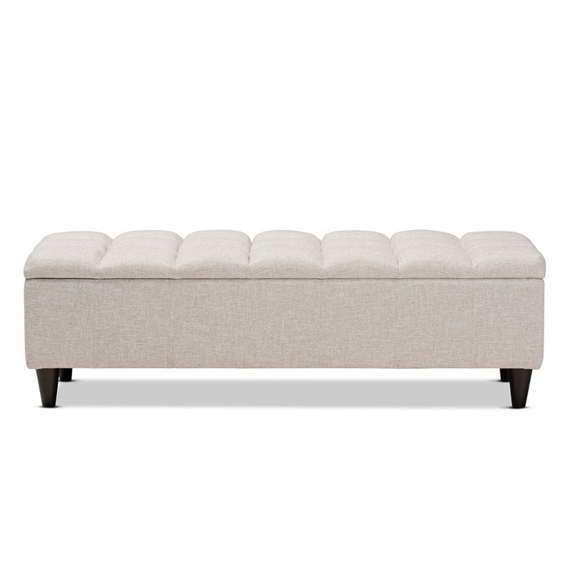 Baxton Studio Brette Beige Upholstered Dark Brown Wood Bench Ottoman