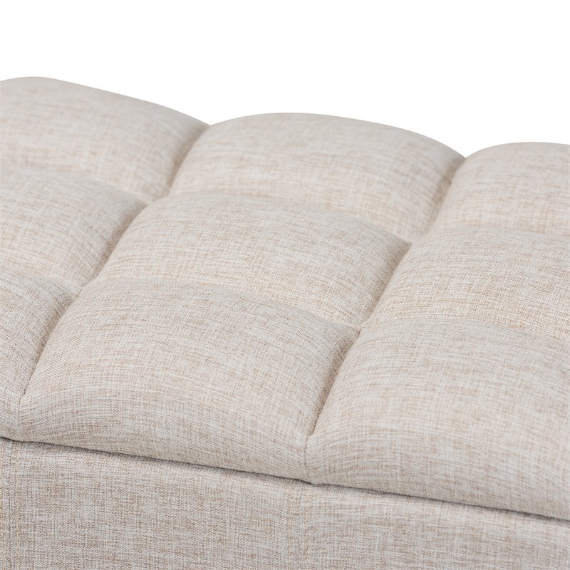 Baxton Studio Brette Beige Upholstered Dark Brown Wood Bench Ottoman