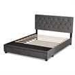 Baxton Studio Caronia Modern Velvet Tufted Platform Storage Queen Bed in Gray