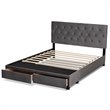 Baxton Studio Caronia Modern Velvet Tufted Platform Storage Queen Bed in Gray