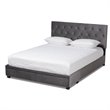 Baxton Studio Caronia Modern Velvet Tufted Platform Storage Queen Bed in Gray