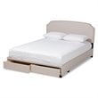 Baxton Studio Larese Fabric Upholstered Platform Storage Queen Bed in Beige