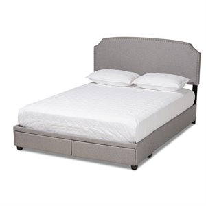 baxton studio larese fabric upholstered platform storage queen bed in light gray