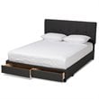 Baxton Studio Netti Fabric Tufted Platform Storage Queen Bed in Dark Gray
