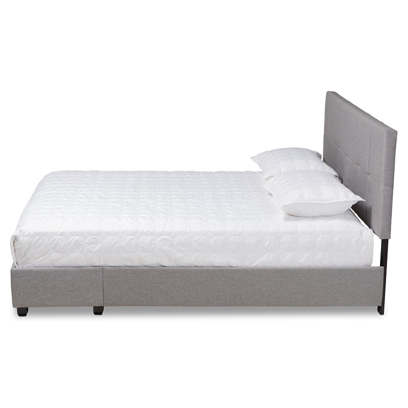 Baxton Studio Netti Fabric Tufted Platform Storage Queen Bed in Light Gray