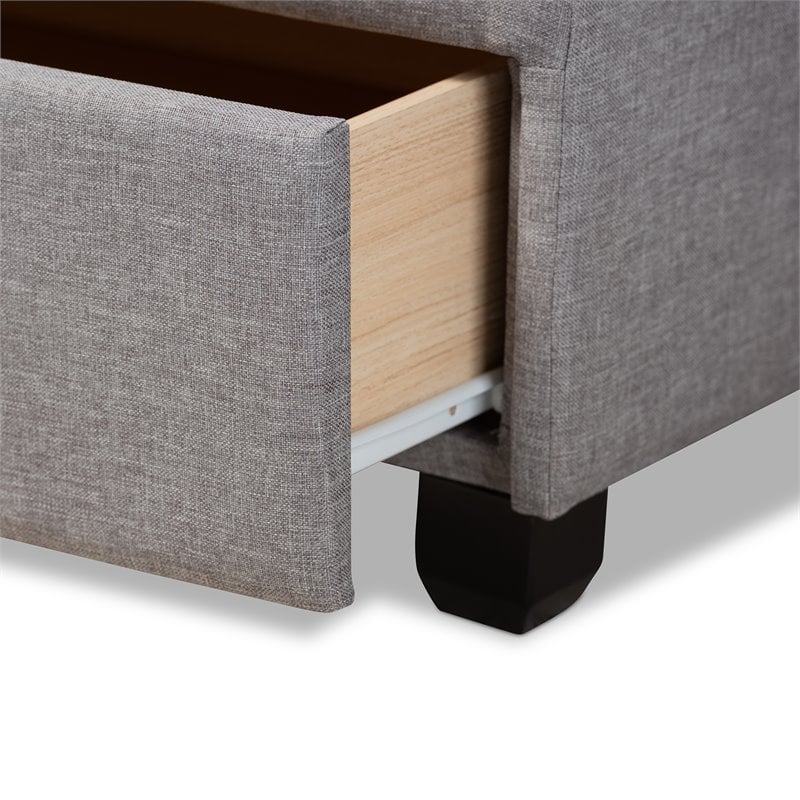 Baxton Studio Netti Fabric Tufted Platform Storage Queen Bed in Light Gray