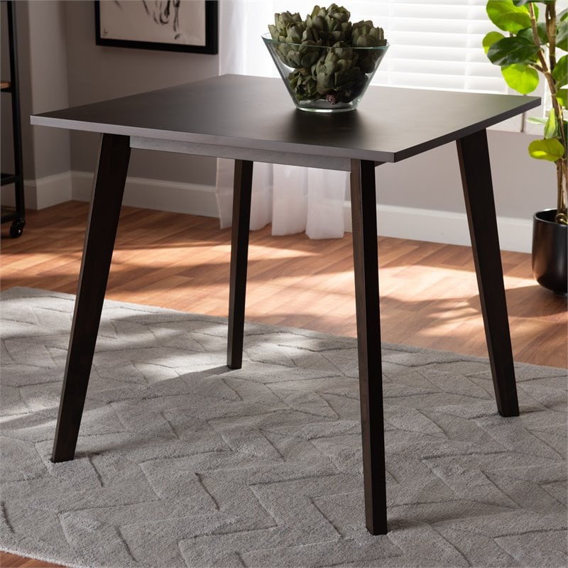 Baxton Studio Britte Dark Oak Finished Square Wood Dining Table in Brown
