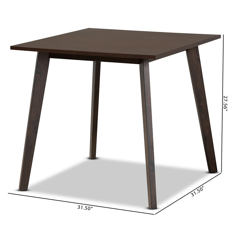 Baxton Studio Britte Dark Oak Finished Square Wood Dining Table in Brown