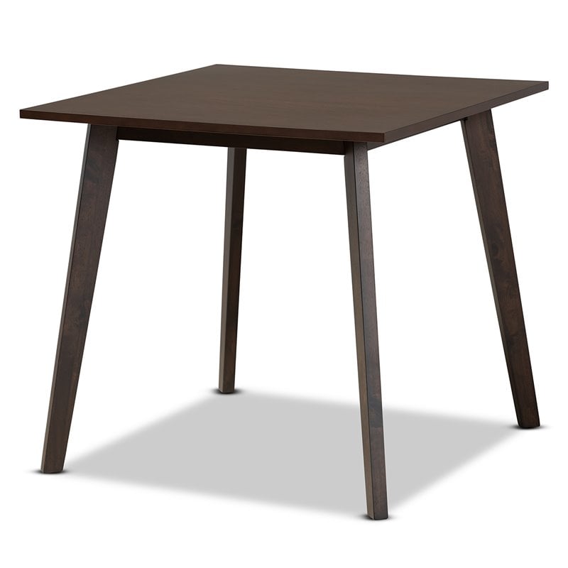 Baxton Studio Britte Dark Oak Finished Square Wood Dining Table in Brown