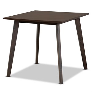 baxton studio britte dark oak finished square wood dining table in brown