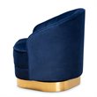 Baxton Studio Fiore Velvet and Brushed Gold Swivel Accent Chair in Royal Blue
