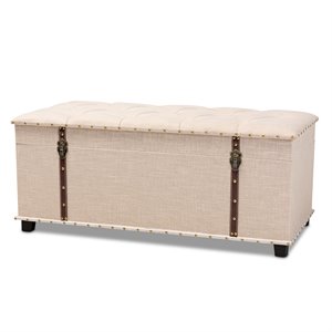 baxton studio kyra fabric upholstered coffee table with storage in beige