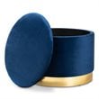 Baxton Studio Marisa Navy Blue Velvet Upholstered Gold Finished Storage Ottoman