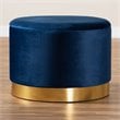 Baxton Studio Marisa Navy Blue Velvet Upholstered Gold Finished Storage Ottoman