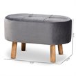 Baxton Studio Simone Grey Velvet Fabric Upholstered Wood Ottoman