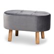 Baxton Studio Simone Grey Velvet Fabric Upholstered Wood Ottoman