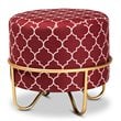 Baxton Studio Candice Red Quatrefoil Velvet Upholstered Metal Ottoman