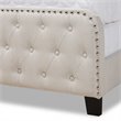 Baxton Studio Annalisa Full Size Beige Upholstered Button Tufted Panel Bed
