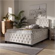 Baxton Studio Annalisa Full Size Beige Upholstered Button Tufted Panel Bed