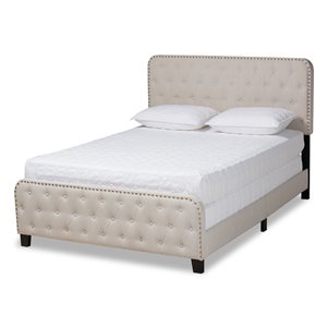 baxton studio annalisa queen size beige upholstered button tufted panel bed