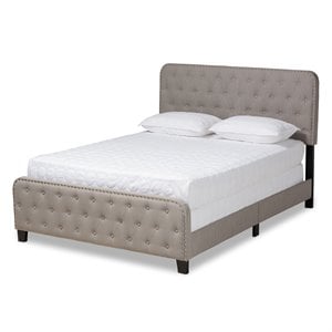 baxton studio annalisa queen size grey upholstered button tufted panel bed